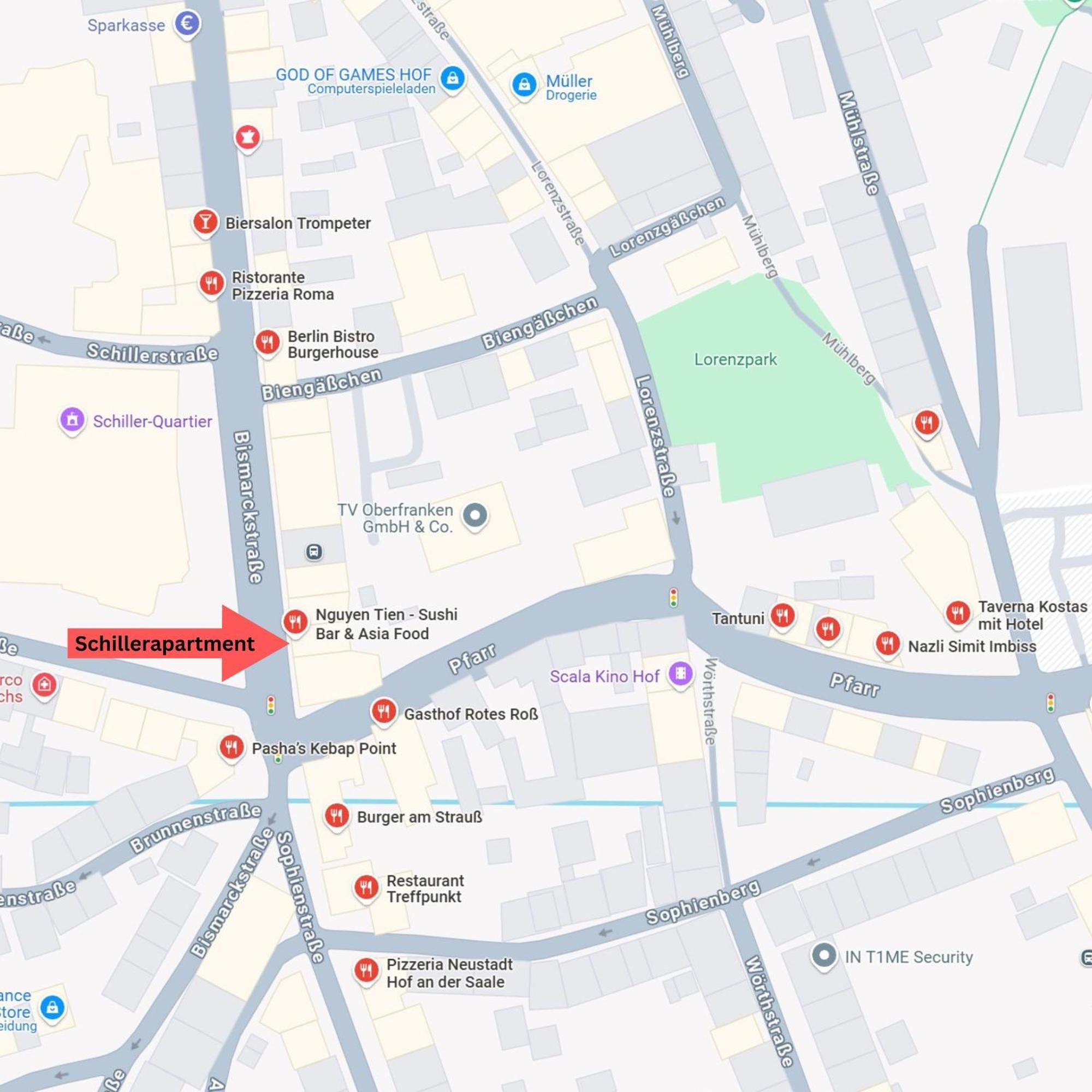 Schillerapartment Hof, Kueche, 24H Digital-Checkin, Parkplatz, Wlan250Mbit Hof  Luaran gambar